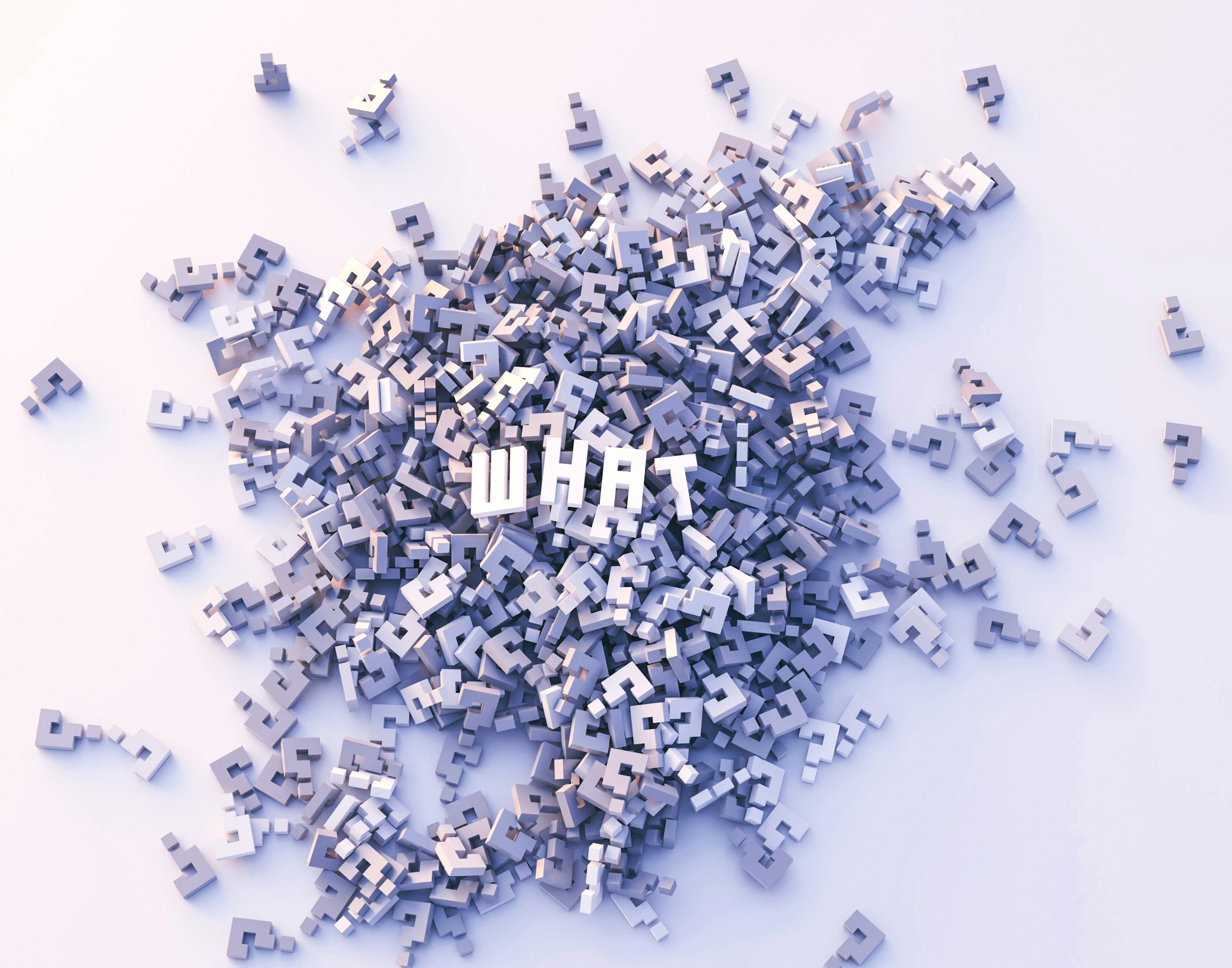3D question marks scattered together